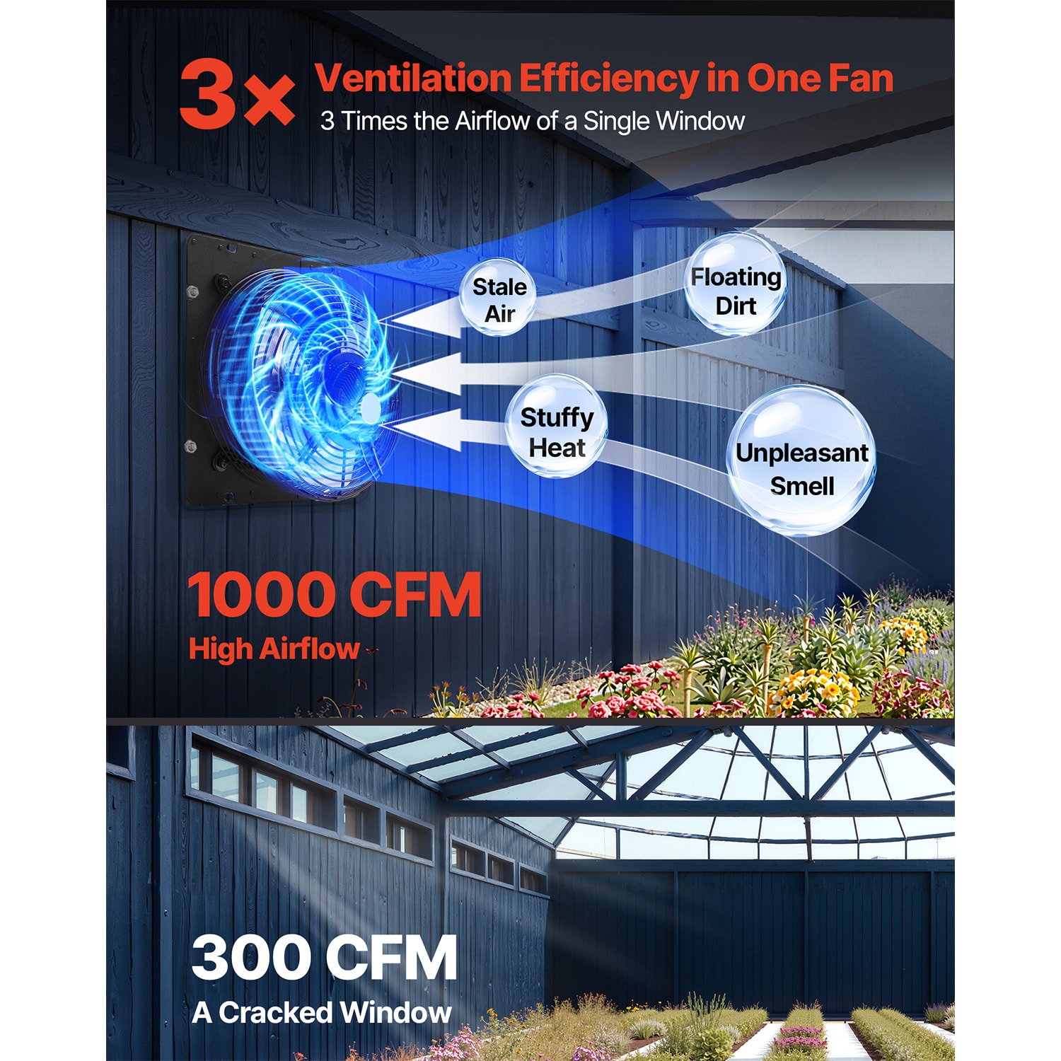 Wall Mounted Shutter Exhaust Fan With Smart Speed And Timer_voghion.com